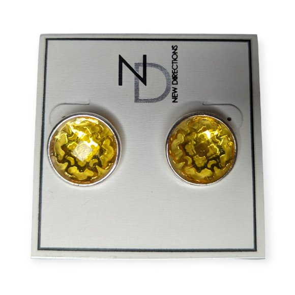 New Directions Gold Tone & Yellow Post Earrings NWT - Picture 1 of 5
